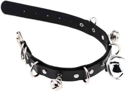 Miniatura 5 de FM FM42 Multicolor PU Simulated Leather Black-tone Silver-tone 4cm Large Bell Rivets Neckband Choker Necklace