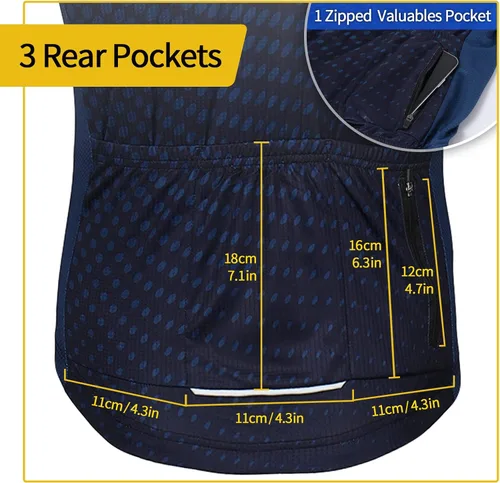 Miniatura 2 de ARSUXEO Camiseta de ciclismo de manga corta para hombre, camiseta de ciclismo de montaña MTB con bolsillos con cremallera reflectante
