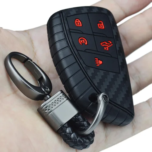 Cubierta de llave de 5 botones de carbono y silicona para Chevrolet Silverado 1500 2500 Equinox RS y GMC Sierra y Buick Envision 2021 2022 2023 2024