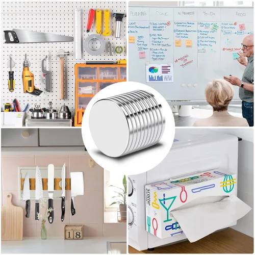 Miniatura 5 de TRYMAG Imanes, 20 imanes de neodimio fuertes para manualidades, imán de alta resistencia, pequeño imán redondo para refrigerador para oficina