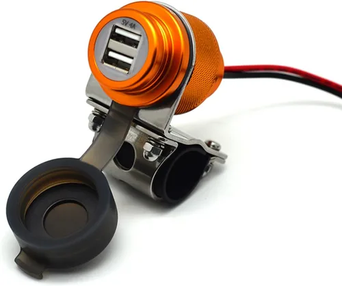 Miniatura 11 de Cliff Top Cargador USB para motocicleta, impermeable, doble puerto USB 4A, 20 W, aluminio, con interruptor de alimentación magnético, resistente