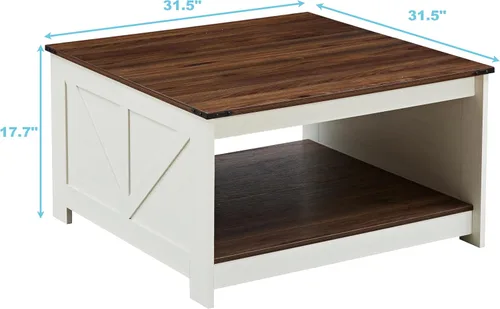 Miniatura 2 de OKYCI Mesa de centro de granja para sala de estar, mesas de centro cuadradas de madera, 31.5 pulgadas de profundidad x 31.5 pulgadas de ancho