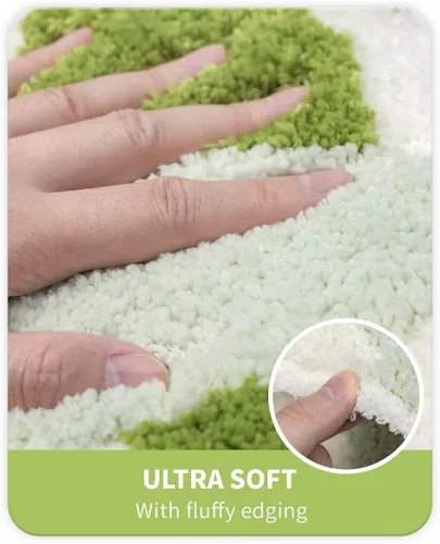 Miniatura 4 de Alfombras de baño verdes con diseño de hojas bonitas para baño, antideslizantes, decoración de baño, microfibra lavable, absorbente de agua, 32 x 20