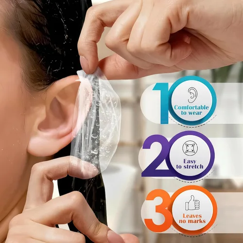 Miniatura 4 de 100 piezas de cubiertas para los oídos para la ducha - Cubiertas desechables para los oídos para secador de pelo - Fácil de estirar, resistente al