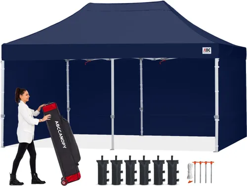 Miniatura 29 de Abccanopy - Toldo de 10 x 10 pies, con paredes laterales, sombra instantánea, con bolsa con ruedas para guardarlo. Incluye 4 bolsas de lastre, Azul