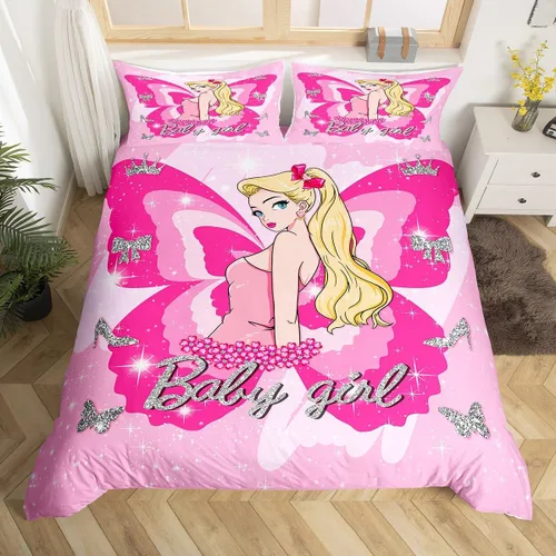 Miniatura 7 de Manfei Lindo juego de funda de edredón de koala tamaño individual, juego de ropa de cama de globo aerostático rosa, 2 piezas para decoración