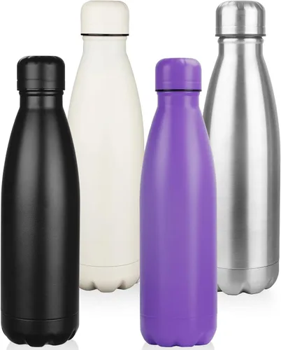 Miniatura 26 de OWS - Botellas de agua aisladas de 17 onzas a granel paquete de 1/2/4 botellas de agua deportivas de metal, botella de doble pared al vacío sin BPA