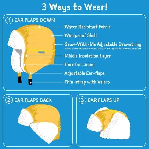 Miniatura 4 de JAN & JUL Gorro de invierno impermeable para bebés y niños