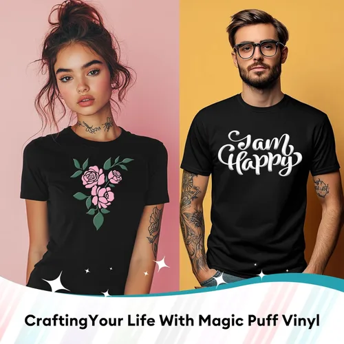 Miniatura 4 de TransWonder Vinilo inflado de transferencia de calor, 8 unidades de vinilo de transferencia de calor 3D para camisetas, paquete de vinilo HTV de 12