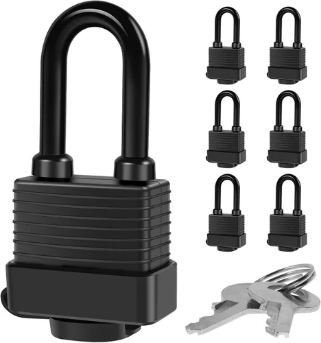 6 candados impermeables, candados impermeables con la misma llave para uso en exteriores con 12 llaves de acero, juego de cerraduras de acero