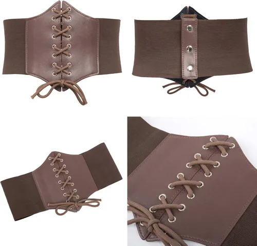 Miniatura 4 de GRACE KARIN Cinturón de cincha con cordones, corsé elástico para la cintura, 2 piezas