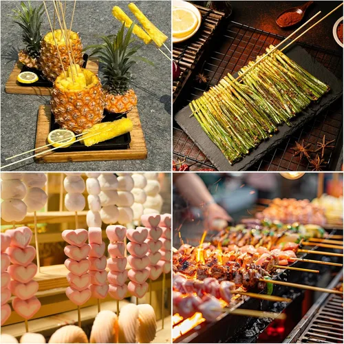 Miniatura 4 de 200 pinchos de bambú natural de 6/8/10/12/14/16 pulgadas, brochetas de madera para barbacoa de madera, brochetas de barbacoa para barbacoa aperitivo