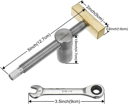 Miniatura 3 de Banco de trabajo ajustable, abrazadera de tornillo para perro, se adapta a agujeros de perro de 3/4 pulgadas, acero inoxidable, latón, tope