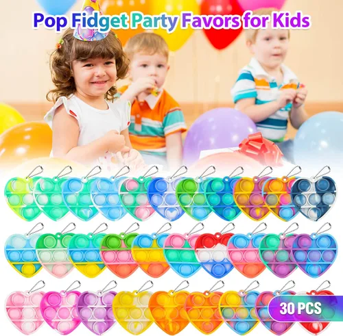 Miniatura 7 de Pop Fidget Juguetes en Paquete para el Día de San Valentín para Niños en el Aula, 30 Paquetes de Favores de Fiesta de San Valentín para Niños, Mini