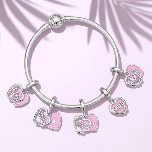 Miniatura 6 de SEVENWELL Dijes familiares para Pandora, plata de ley 925 con forma de corazón y flores para pulsera, mamá, hermana, hija, esposa, nana, mejor amiga