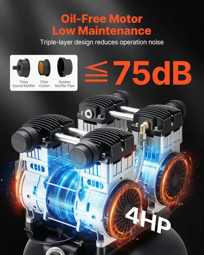 Miniatura 3 de VEVOR Compresor de aire resistente de 60 galones, 4HP 10SCFM a 90PSI Compresores de aire con presión máxima de 125 PSI, tanque de compresor sin