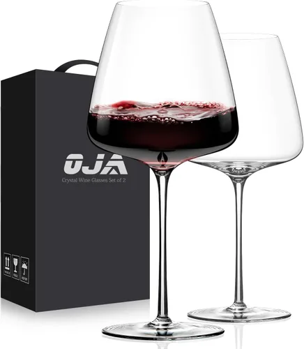 Miniatura 12 de Juego de 4 copas de vino tinto, grandes copas de cristal Burgundy sopladas a mano - ultra delgadas, ligeras para cata de vinos, 23.5 onzas, regalos