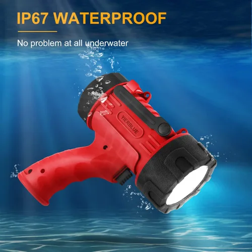 Miniatura 3 de YIERBLUE Linterna recargable de foco con 100,000 lúmenes LED de alto brillo, luz de punto impermeable IP67 de larga duración, foco de mano Rojo-Pro