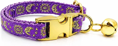 Miniatura 14 de waaag Pet, Moons Stars Suns - Collar para perro y gato, múltiples diseños Crescent Celestial, collar de correa para perro y gato, tamaño XXS