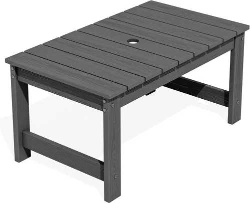Miniatura 15 de SERWALL Mesa de centro para exteriores con agujero para sombrilla de 1.69 pulgadas, mesa de centro de polietileno de alta densidad para patio, Verde