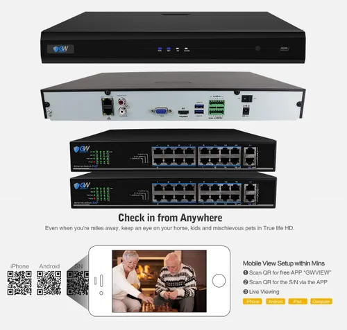 Miniatura 4 de GW Security - Sistema de cámara de seguridad PoE AcuSearch de 32 canales 12MP NVR UltraHD 4K (3840x2160), con 16 balas y 16 domos 4K (8MP), cámara