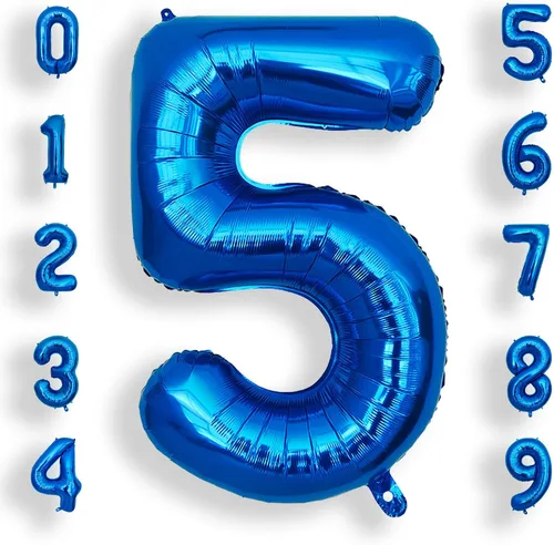 Miniatura 13 de AULE Globos grandes de 40 pulgadas con números 0 azules, globos grandes de números de aluminio, decoraciones de fiesta de cumpleaños de helio