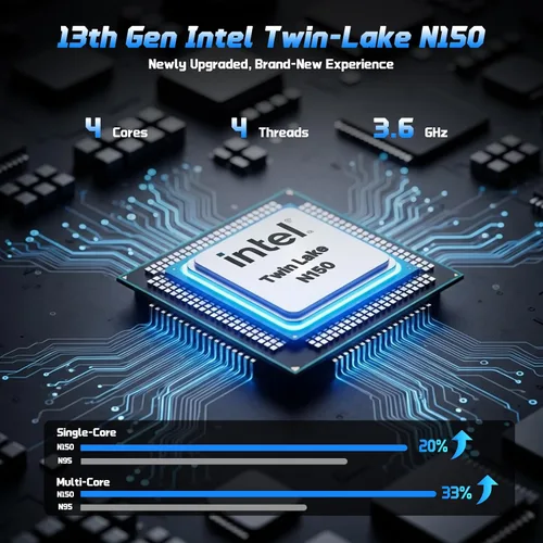 Miniatura 2 de NIMO Portátil IPS FHD de 15,6", 4 GB de RAM 128 GB SSD Intel N150 (Beat a i3-10110U, 4 núcleos hasta 3,6 GHz) con 65 W tipo C, huella digital
