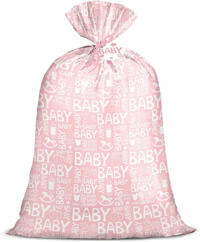 Miniatura 13 de Bolsa de regalo jumbo grande de plástico Loveinside, bolsa de plástico con diseño de oso durmiente azul para niño, con etiqueta y lazo para Oso