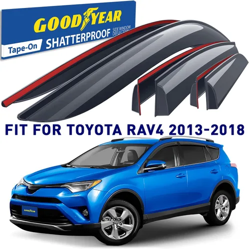 Miniatura 2 de Goodyear Deflectores de ventana inastillables para Toyota RAV4 2013-2018, protectores de lluvia con cinta, viseras de ventana, visera deflector