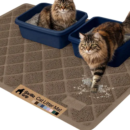 Miniatura 10 de Gorilla Grip - Tapete para atrapar la arena del arenero de gatos, 100% impermeable, fácil de limpiar, respaldo texturizado, suelos más limpios, se
