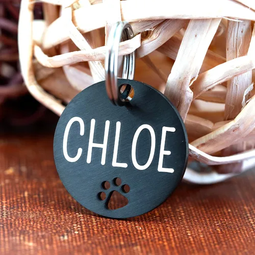 Miniatura 2 de Ultra Joys Etiquetas para perros personalizadas para mascotas, etiqueta de identificación de mascotas con pata hueca, placa para perro grabada