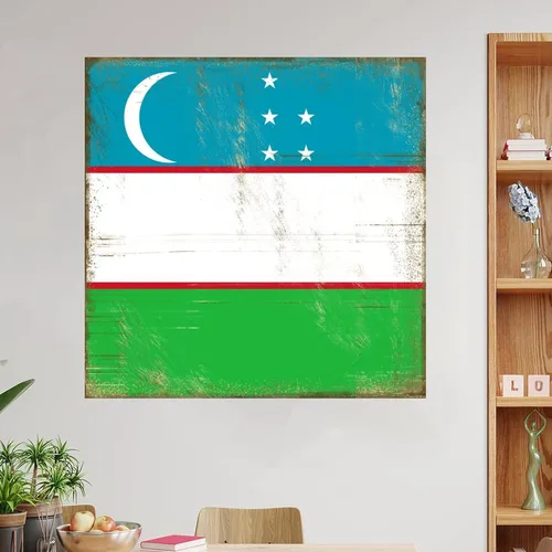 Miniatura 5 de Guangpat Calcomanías de pared con la bandera de Uzbekistán, recuerdo de la ciudad del país, calcomanías de pared patrióticas, arte de pared