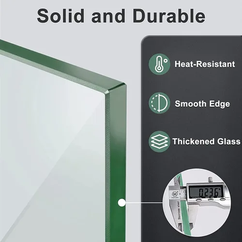 Miniatura 3 de GASPRO Protector de viento de vidrio para hoguera de 15 x 15 x 6 pulgadas, protector de vidrio templado, grueso y resistente, con soporte de esquina