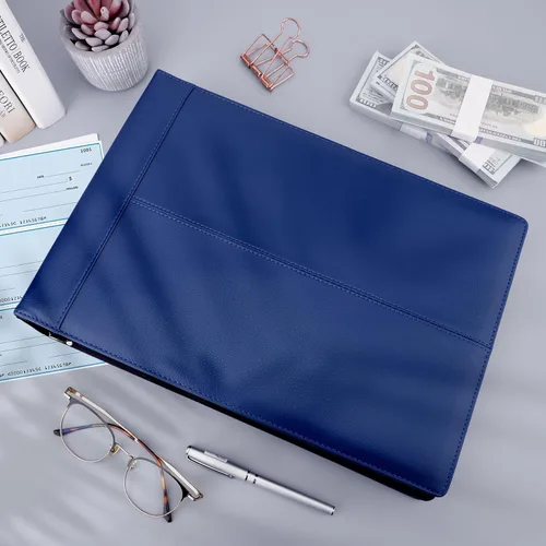 Miniatura 3 de Antner Carpeta de cheques de negocios de 7 anillos para cheques comerciales, capacidad para 600 cheques, cubierta de carpeta de cheques de cuero PU