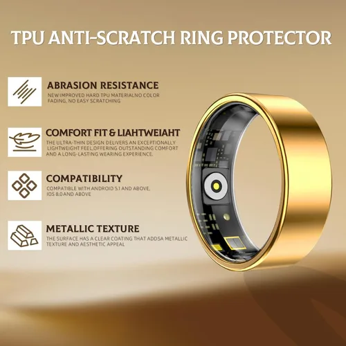 Miniatura 3 de Anillo inteligente para mujeres y hombres, rastreador de fitness y salud con monitor de frecuencia cardíaca, oxígeno en sangre, rastreador de sueño