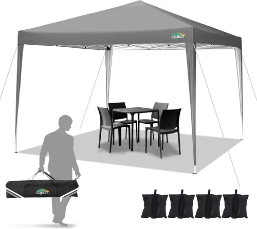 Miniatura 25 de COBIZI Toldo desplegable de 10 x 10 pies con 4 paredes laterales, toldo fácil de instalar para eventos, deportes, playa, fiestas, toldos de fiesta