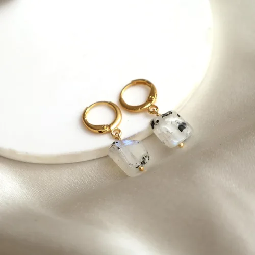 Miniatura 35 de Gempires Handmade Gemstone Hoop Earrings Raw Crystal Dangle Jewelry Hypoallergenic Gold Plated Lightweight Elegant Jewelry Gifts For Women