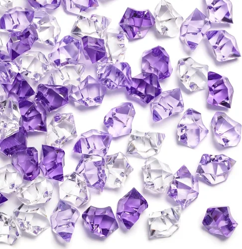 Miniatura 8 de DomeStar Hielo falso iridecente, 150 piezas de relleno de jarrón brillante, diamantes falsos, piedras preciosas transparentes, manualidades