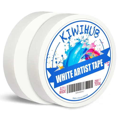 Miniatura 19 de Paquete de 2 cintas artísticas – Cinta de artista profesional para papel de acuarela, cinta blanca de artistas de enmascaramiento para pintar