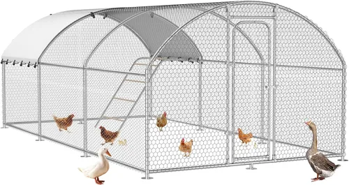 Miniatura 10 de Gallinero grande de metal con cubierta impermeable y resistente a los rayos UV, jaula de gallinas para exteriores, conejo, pato, gallinero para uso
