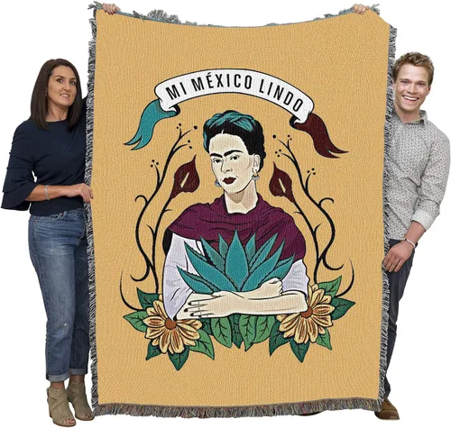 Miniatura 17 de Pure Country Weavers Frida Kahlo - Manta de mujer hermosa – Tapiz de regalo tejido de algodón – Fabricado en los Estados Unidos (72 x 54 pulgadas)