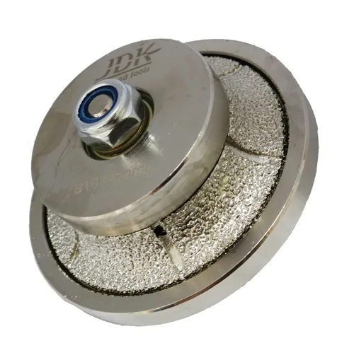 JDK B10 Diamond Hand Profiler Wheel Broca de enrutador soldado al vacío grueso 5/8 ''-11 rosca Demi Half Bullnose forma para piedra travertino