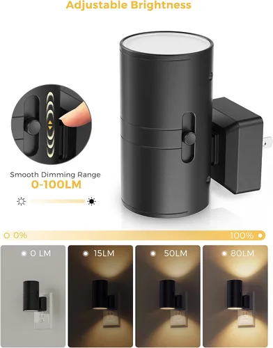 Miniatura 3 de L LOHAS LED Luz nocturna enchufable, paquete de 4, luces nocturnas regulables enchufables a la pared, luz nocturna con sensor de luz, blanco suave