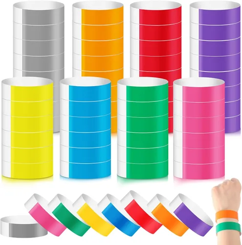 LUYI 800 pulseras de colores para eventos, pulseras de papel, bandas impermeables para eventos, pulseras adhesivas personalizadas para fiestas