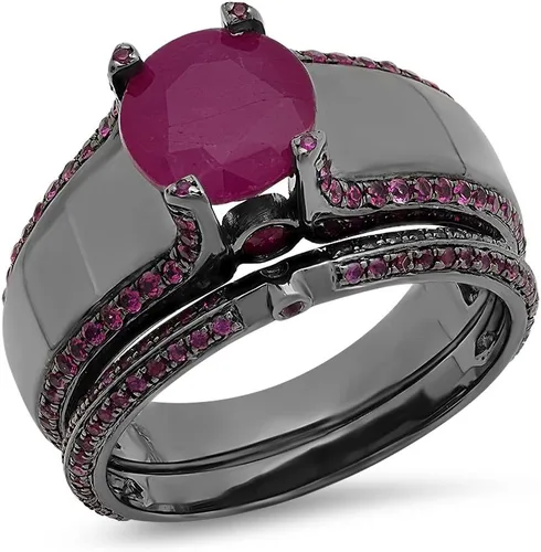 Dazzlingrock Collection Juego de anillos de compromiso para mujer, chapado en rodio negro de 3.25 quilates (ctw), plata esterlina
