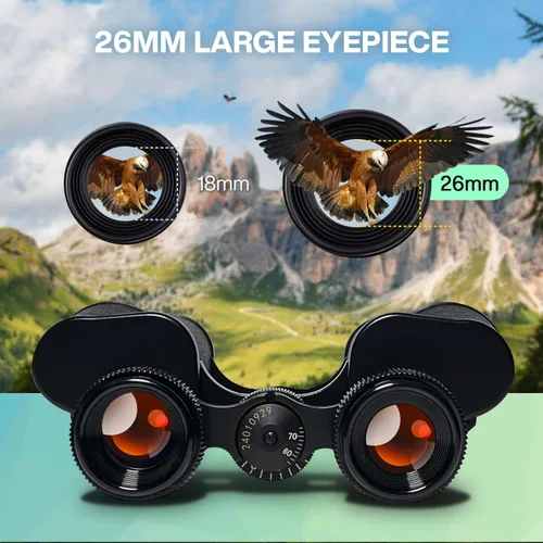 Miniatura 5 de Prismáticos de alta potencia de 10 x 25 para adultos, binoculares compactos impermeables con visión de poca luz para observación de aves, caza