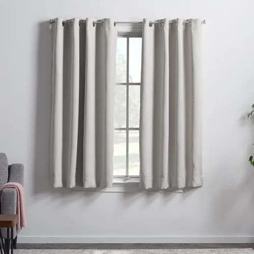 Miniatura 16 de Linenspa Juego de 2 paneles de cortinas 100% opacas, cortinas azul marino de 63 pulgadas de largo, aislamiento térmico, reducción de ruido