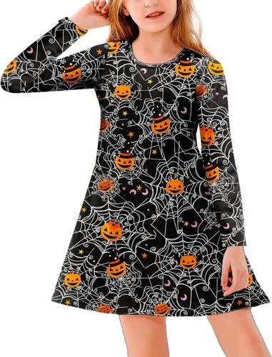 Miniatura 3 de Vestido de manga larga con estampado de Mardi Gras para niñas de 3 a 12 años