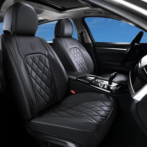 Miniatura 40 de Coverado Fundas de Asientos Delanteros, Funda de Asiento de Cuero Sintético de Lujo Impermeable, Protector de Asiento de Coche Beige, Funda