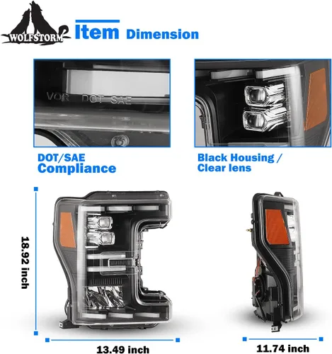 Miniatura 2 de Conjunto de faros delanteros para Ford F250, F350, F450, F550, F550 2017, 2018, 2019, 2020, con modos de iluminación LED funcionales, DRL, reemplazo